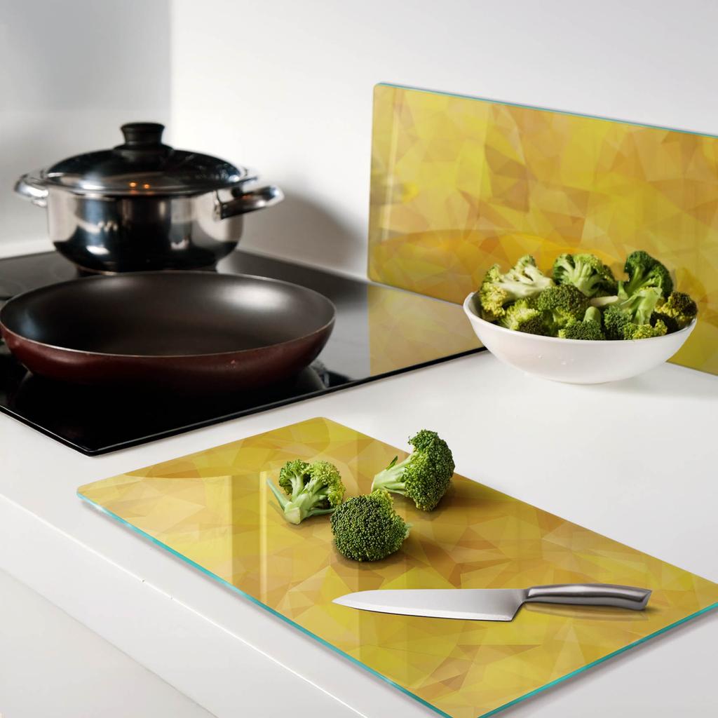 Durable And Stylish Glass Boards With Abstract Triangles Pattern 2X30X52 Cm