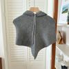 Winter Knitted Hooded Scarf Integrated Neck Warmer, Drawstring Triangle Hat Scarf, Windproof Warm Headscarf for Women Outdoor Ski Snow Daily Wear
