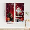 2PCS Santa Claus Christmas Print Curtains, Red Background Xmas Tree Gift Snowflake Window Drapes for Holiday Bedroom Living Room