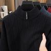 Mens Half Zip Thickened Pullover Knit Sweater Business Casual Warm Winter Bottoming Top