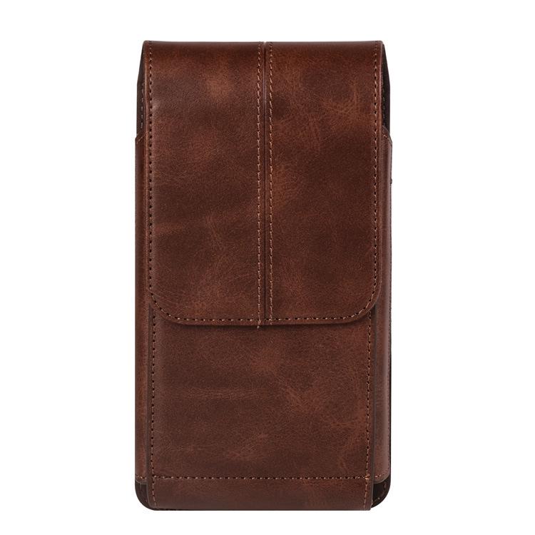 Vertical Smartphone Leather Waist Pack with Card Slots & Belt Buckle - Men's Trendy Multi-functional Crossbody for Elderly.