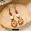 Retro Handmade Plant Fruit Earrings Pine Cone Literature and Art Chinese Medicine Dried Fruit Niche Creative Earrings Women