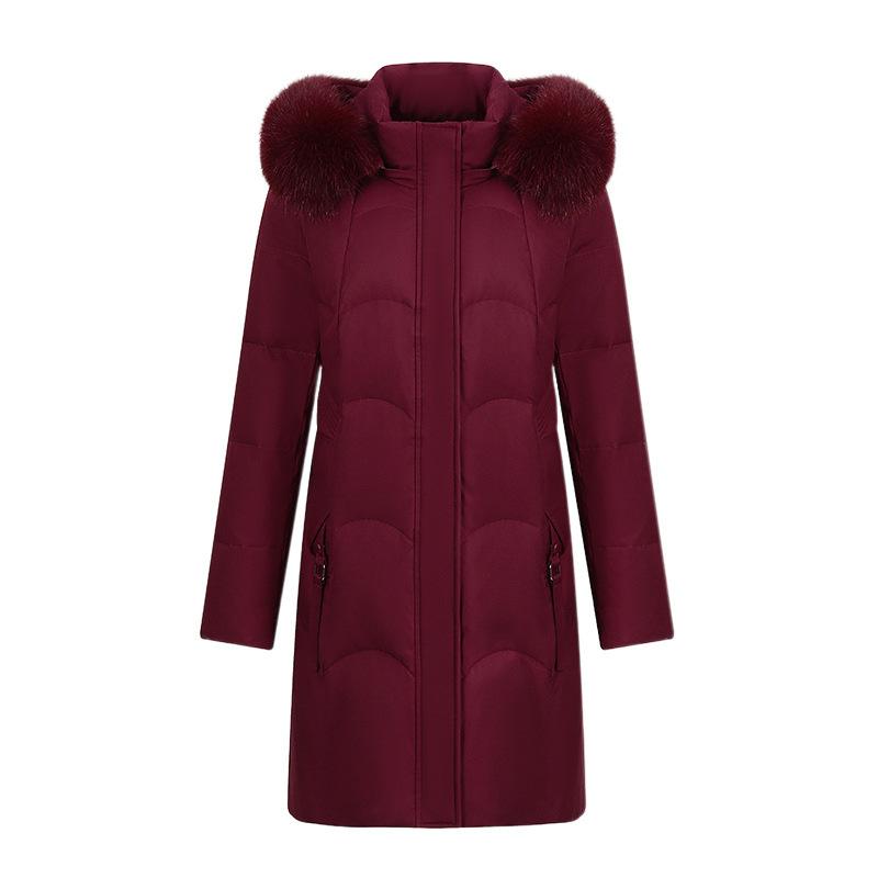 Women's Medium and Long Winter New Hooded Slim-fitting Thickened Fashionable Big Fur Collar Warm Jacket