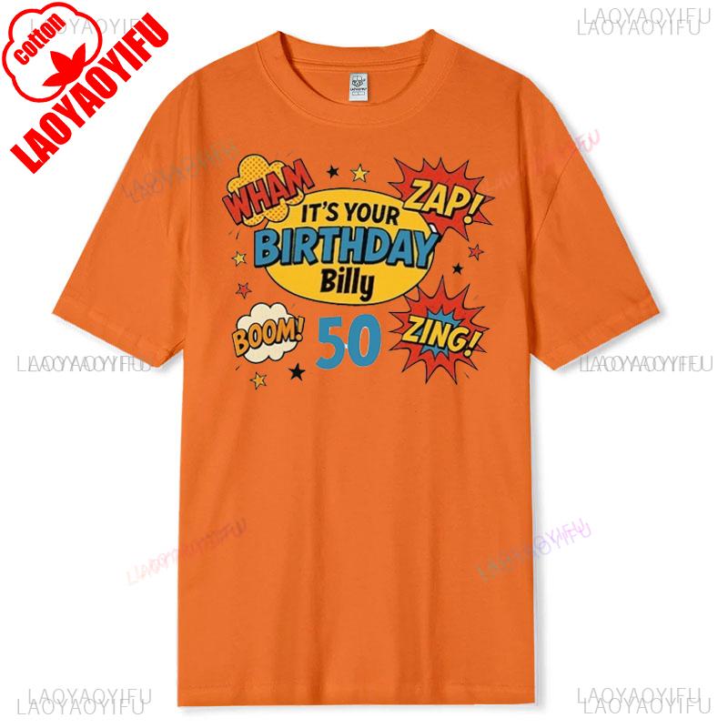 Personalised 50th Birthday Tshirt Wham Zap Retro Comic Book Style Design on Bella and Canvas Premium Tee Fast UK Tracked