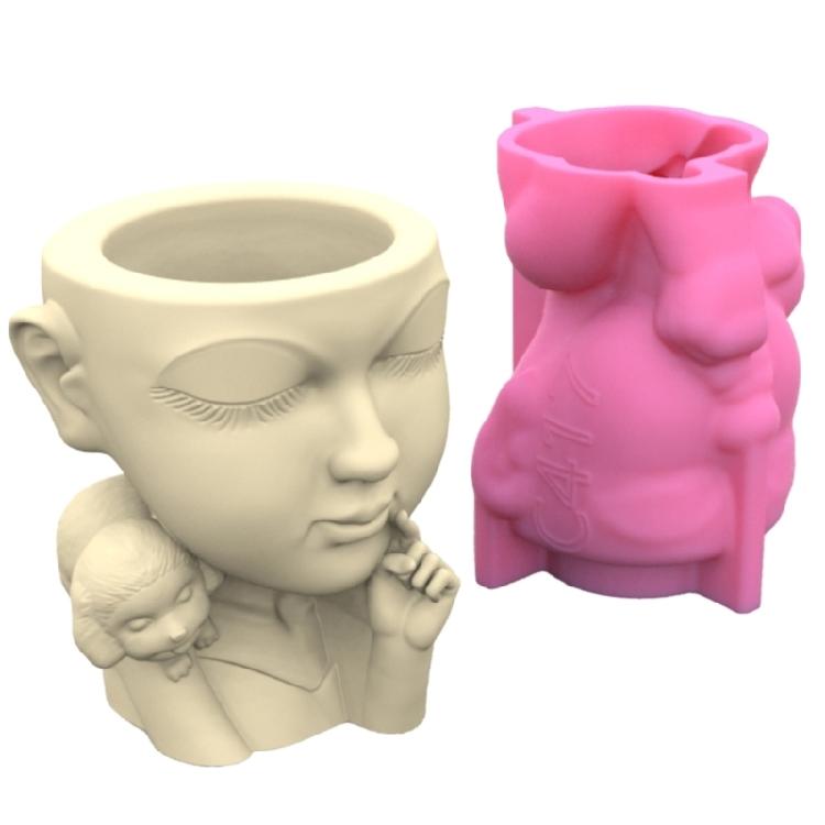 Portrait Flower Pot Silicone Resin Mold Epoxy Resin Casting Succulent Pot Mould