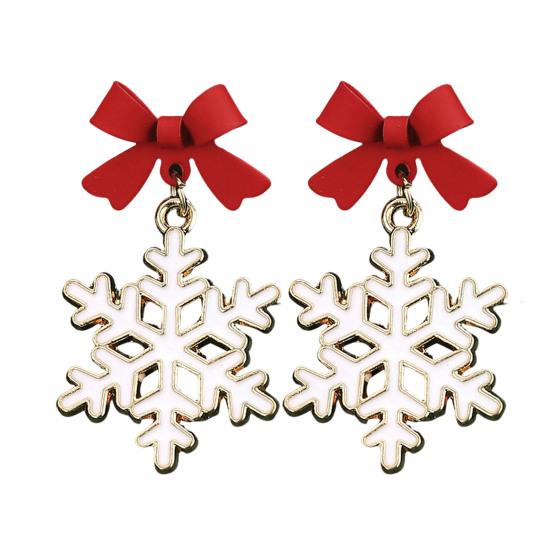 1 Pair Christmas Earrings Deer Snowflake Xmas Tree Design Hook Earrings Sparkling Rhinestones Party Earrings