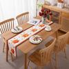 Polyester Cotton Digital Printing Thanksgiving Halloween Decorative Table Cloth Autumn Maple Leaf Pumpkin Table Flag