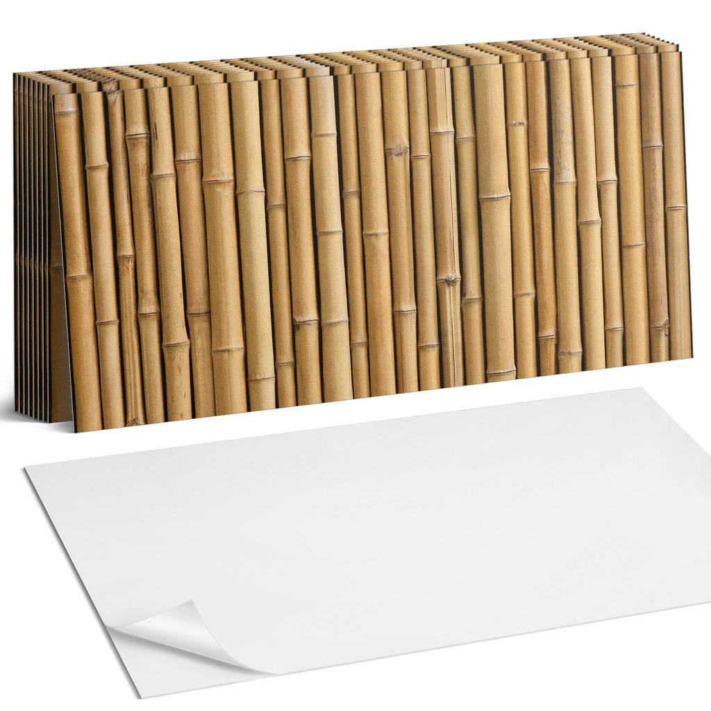 Zestaw Kafelków Pcv Z Wzorem Do Salonu Samoprzylepne Naturalna Tekstura Bambusa 10X40X20 Cm