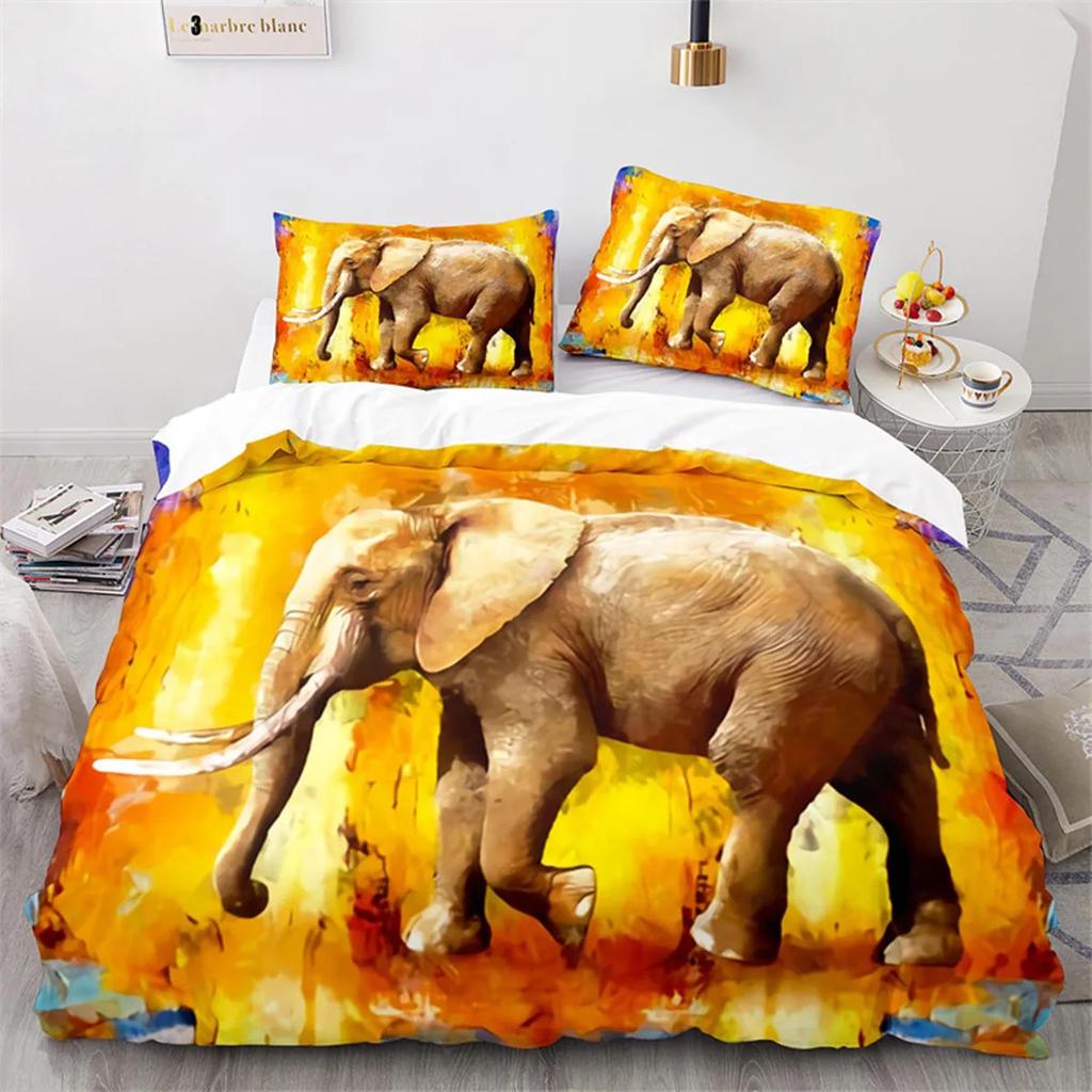 Oil Painting Duvet Cover Abstract Art Print Boat Sunset Animals And Plants Microfiber Landscape Tree Bedroom Decoration Children