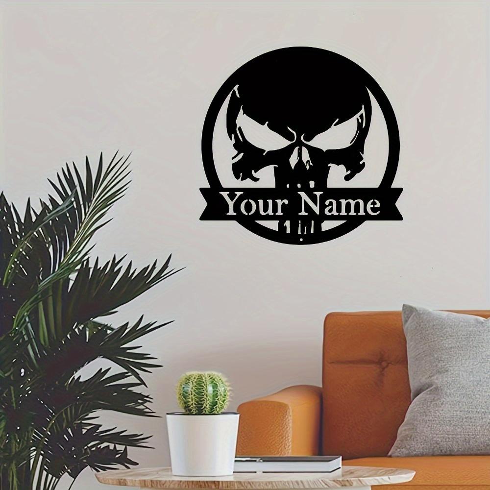 Custom Name Skull Metal Sign, Vintage Horror Wall Art, High-Temp Painted Skeleton Decor for Halloween & Gifts, No Power Needed