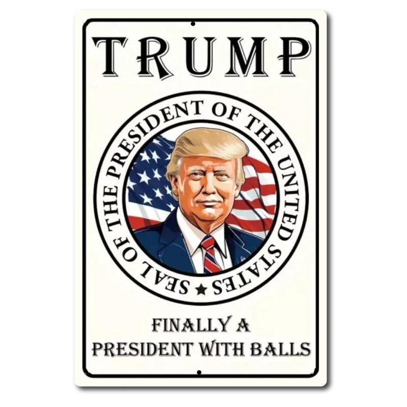 Дональд Трамп Наконец-то Президент с Яйцами Винтажная Жестяная Вывеска, Политический Юмор Настенный Декор