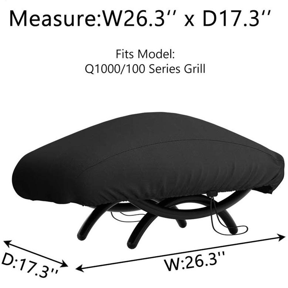 Barbecue Cover Oxford Fabric Black BBQ Grill Cover with Drawstring Waterproof Lightweight Dust Cover for Weber 7110 Q1200