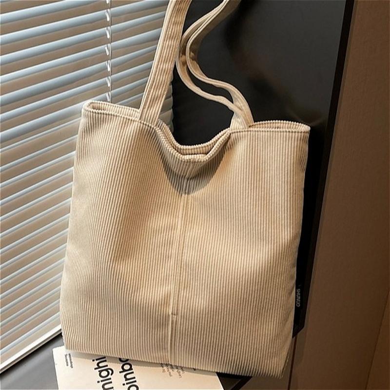 Vintage Corduroy Tragetasche für Damen Große Kapazität Schulter-Handtasche Lässige Tägliche Einkaufs-Reise-Tasche