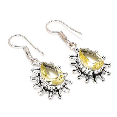 Citrin Edelstein 925 Sterling Silber Schmuck Ohrring 1,77" Geschenk für Sie