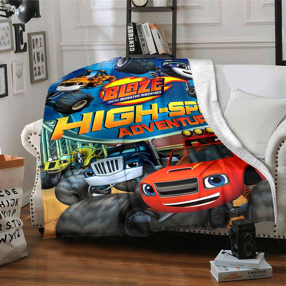 1pc Blaze and the Monster Machines Blanket, Gift, for Men and Women, Soft Blanket, Good for Sofa Bed Couch Travel, Lightweight Flannel Blanket