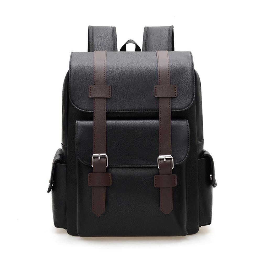 Large Capacity PU Leather Backpack Waterproof Travel Bag Computer Bag  Business Travel