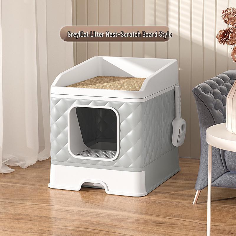 

Стильный полузакрытый кошачий лоток с выдвижным поддоном против разбрызгивания Large