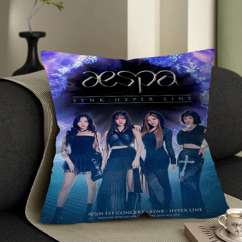 KPOP Koreansk Tjejgrupp A-AespaS Kuddfodral Kuddöverdrag Bil Prydnadskuddfodral För Soffa Bil Julklapp 40x40cm 45x45cm