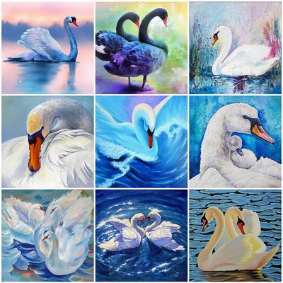 50X50CM Diamond Painting 5D Swan Full Drill Square Diamond Embroidery Animal Cross Stitch Beaded Kits DIY Rhinestones Wall Art