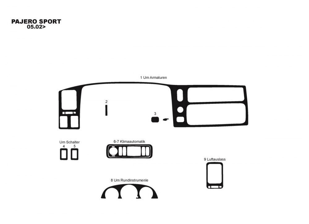 

Накладки на панель (2002-2007) Титан для Mitsubishi Pajero Sport