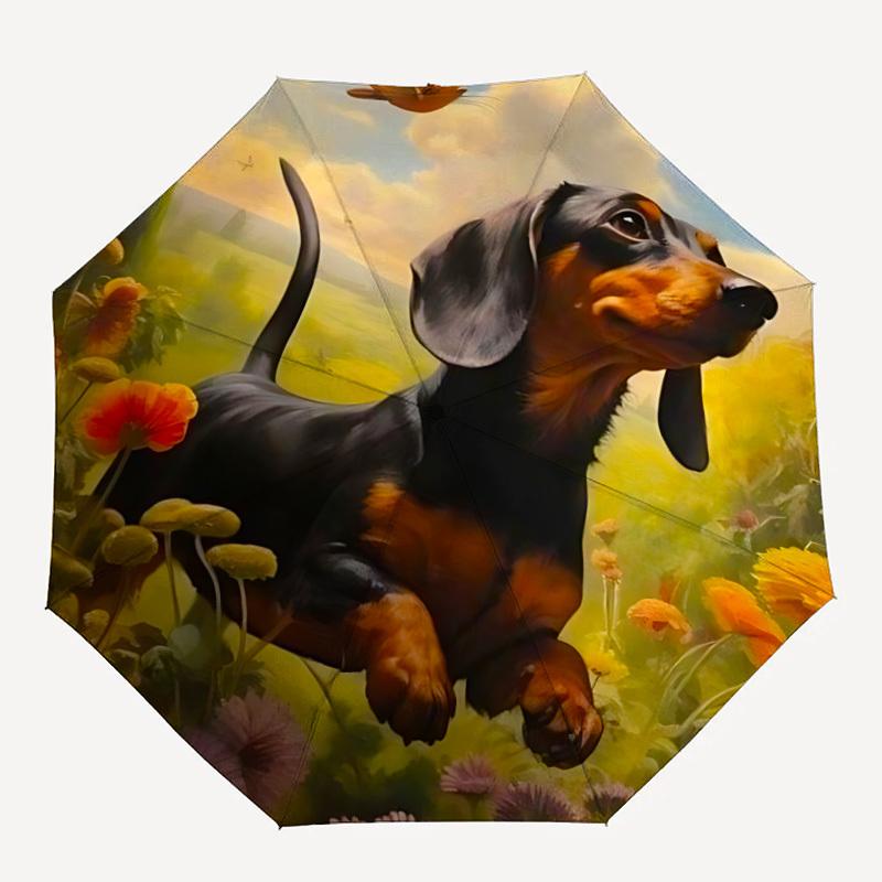 

1PC Dachshund Floral Garden Automatic Open/close, All-Season Portable Folding Umbrella for Women & Men yy250919167