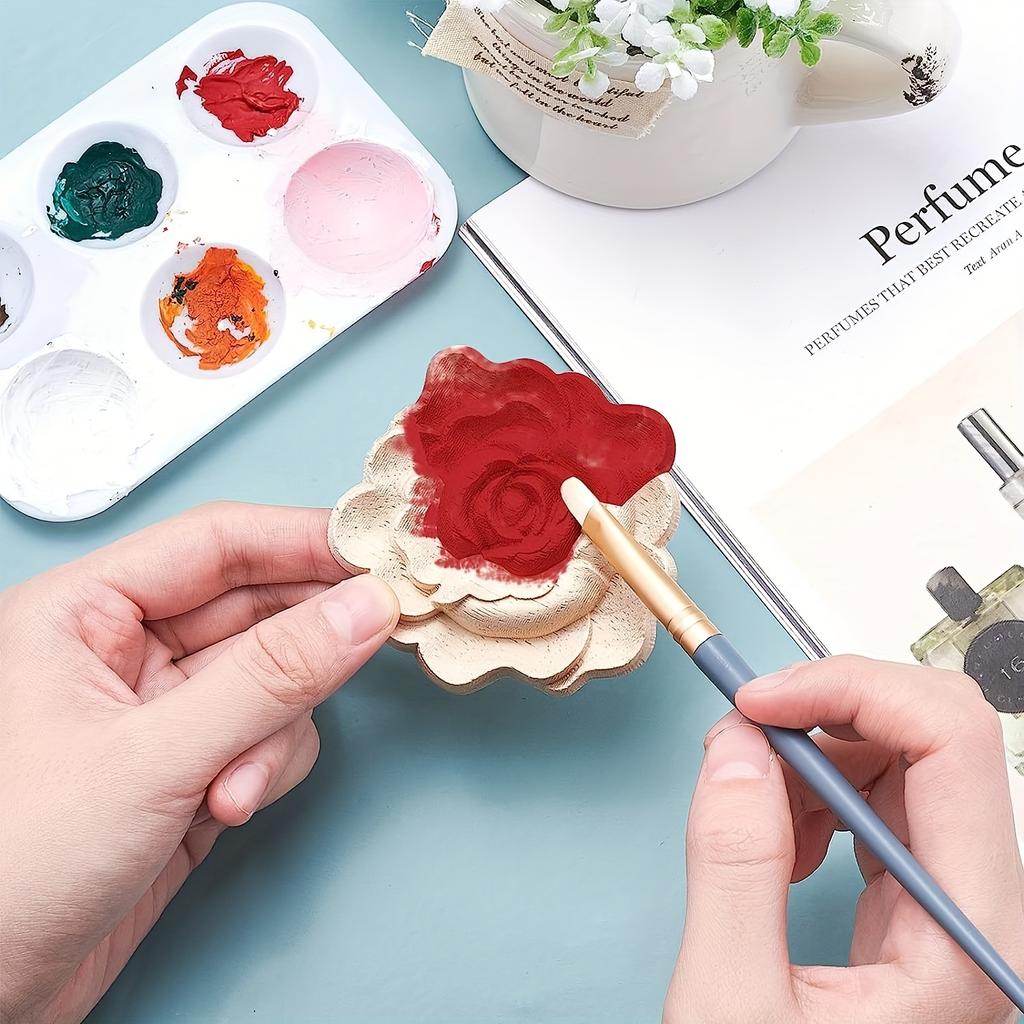 4 Pcs Carved Wood Appliques Onlays,Unpainted Flower Shape Wood Carved Applique Frame Onlay for Cabinet Door Bed Wardrobe Furniture Decoration