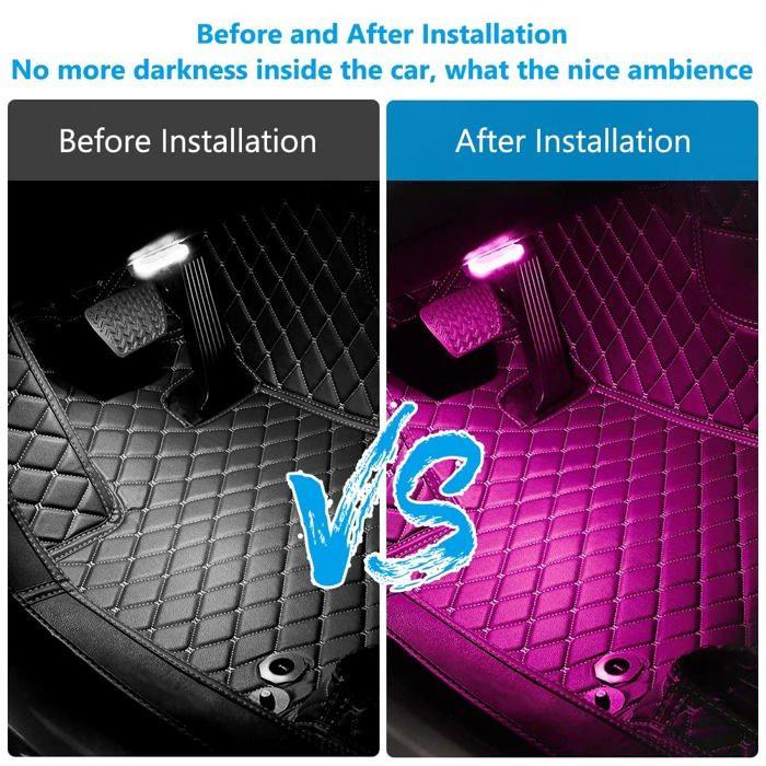 Éclairage intérieur de voiture - AIMOONSA - Tactile 7 couleurs - Rechargeable USB - Étanche - ABS 12x7x2cm