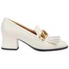 Interlocking Leather Chunky Heel High Heels Women's White 750532 C9D00 9022