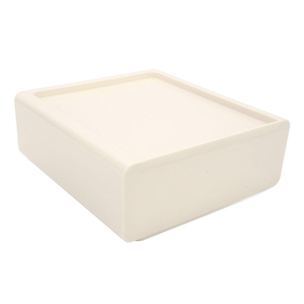 Large Capacity Drawer Storage Box Cream Color Transparent Material Desk Organizer Multipurpose 1 Layer Design