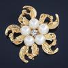 Korean-Style High Gloss Pearl & Crystal Flower Brooch Lapel Pin Corsage