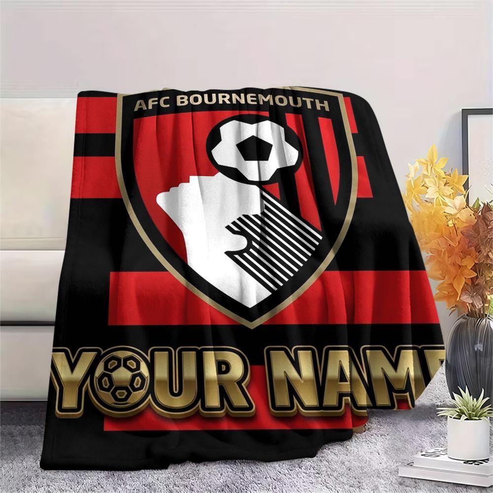 1PC Custom Name Afc Bournemouth Patterned Flannel Blanket Suitable For All Seasons for Home Decor Warmth and Comfort Gifts Holiday Present