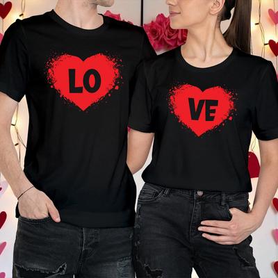 Paar Valentinstag Outfit Ideen Herzschlag Passendes T-Shirt Tee #VD