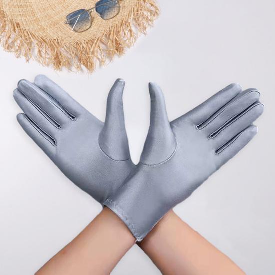 1 Pair Unsiex Winter Gloves Five Fingers Solid Color Elastic Anti-slip Sun Protection Breathable Soft Stage Performance Auction Ritual Girl