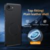 For iPhone 16e Case Compatible with MagSafe Leather Coated TPU+PC Phone Cover