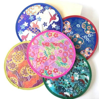 Decorative Portable for Beach Lawn Round with Pocket Summer Kid Outdoor Flying Disk Hand Fan Folding Fans