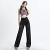 Personalized versatile high-waisted wide-leg jeans women's spring and autumn new design sense thin straight niche floor pants