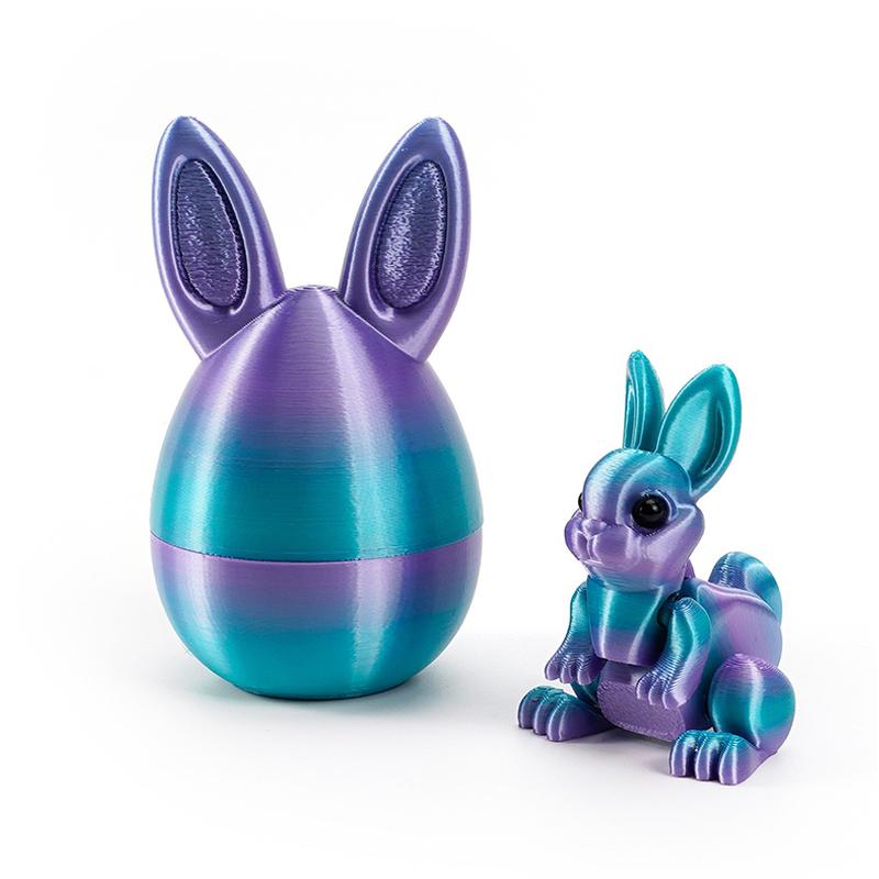 Model 2pc/Set 3D Printed Cute Bunny Eggs Ornament Animal Easter Rabbit Home Desktop Ornament Happy Easter Party for Kids Gift