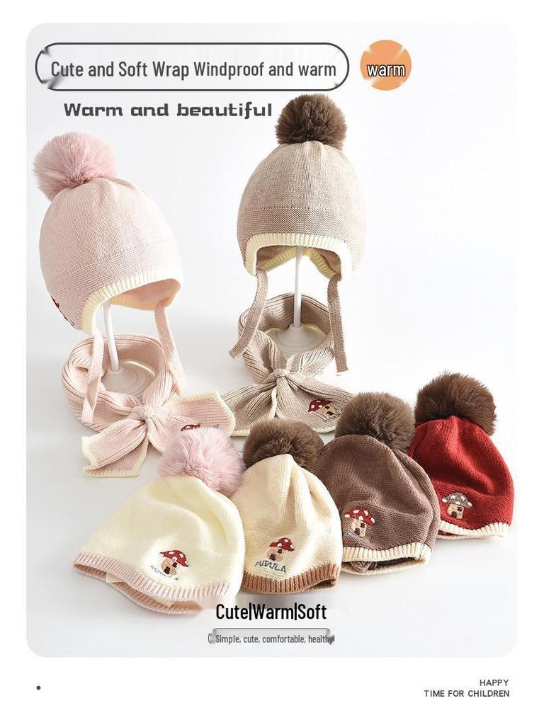 Kids' Knit Hat & Scarf Set: Windproof, Warm, Ear-Protective Accessories
