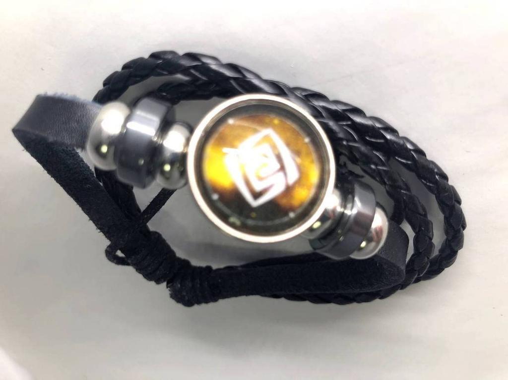 TiproPechka Genshin Impact Eye of God Rock Bracelet, Braided Elemental Magical Organ Bracelet with Seven Heavenly Gods Statues, Cosplay Accessory