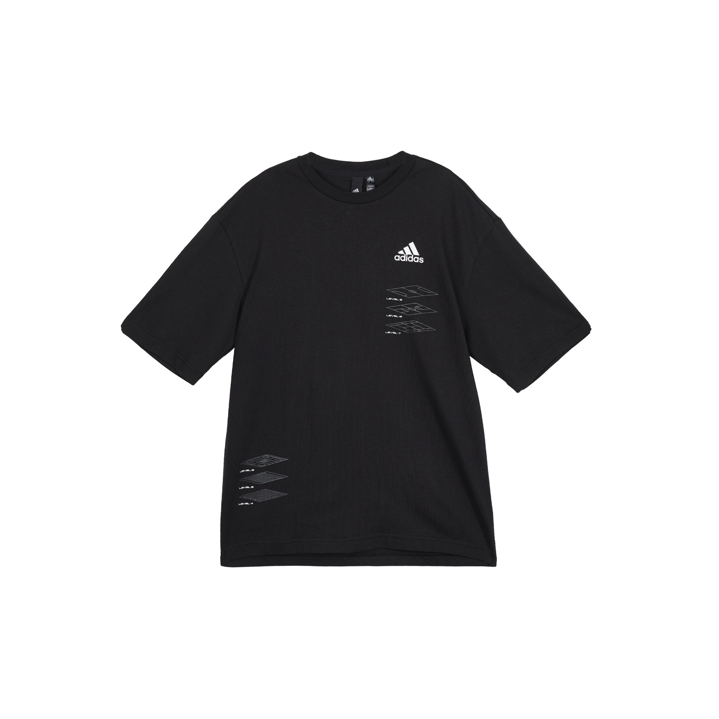 adidas St Rlx Game Tee Printing Sports Round Neck Loose Short Sleeve Black Men s H40191 L