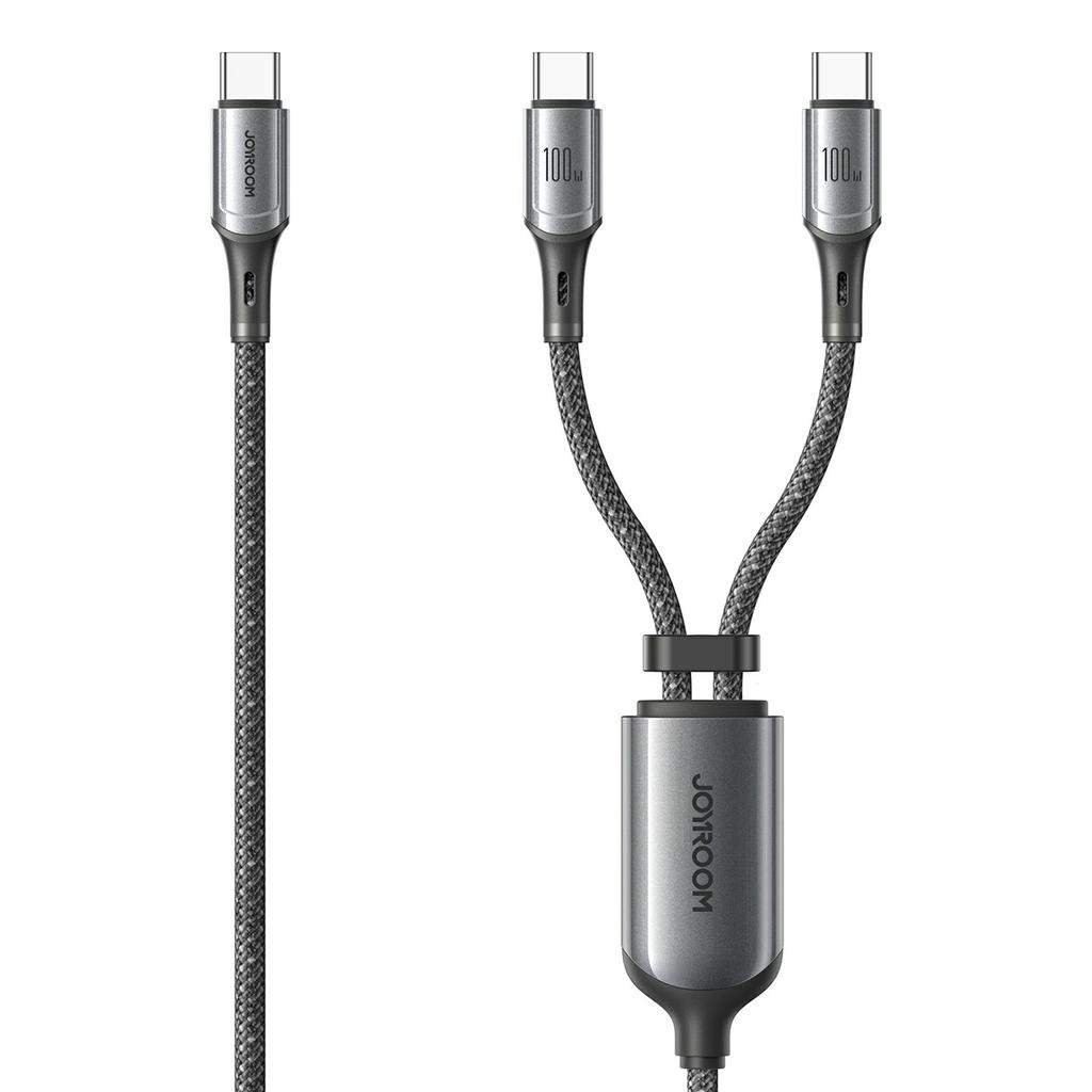 JOYROOM S-A57 1.5m Type-C to Dual Type-C 100W Fast Charging Data Cable for Laptops/Tablets/Smartphones