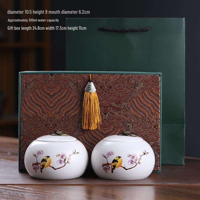 Ceramic Tea Caddy Souvenir: Small Moisture-Proof Jar for Pu-erh & White Tea, Ideal Gift with Logo