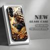 Leopard tiger tempered glass phone case suitable for Samsung Galaxy S26 S25 S24 S22 S21 S20 FE/Ultra/Plus anti fall back cover