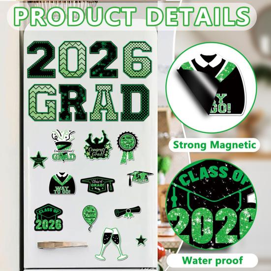 2026 Graduation Magnetic Car Decals Waterproof Graduation Car Magnets Fade-Resistant Reusable Party Decor for Vehicles