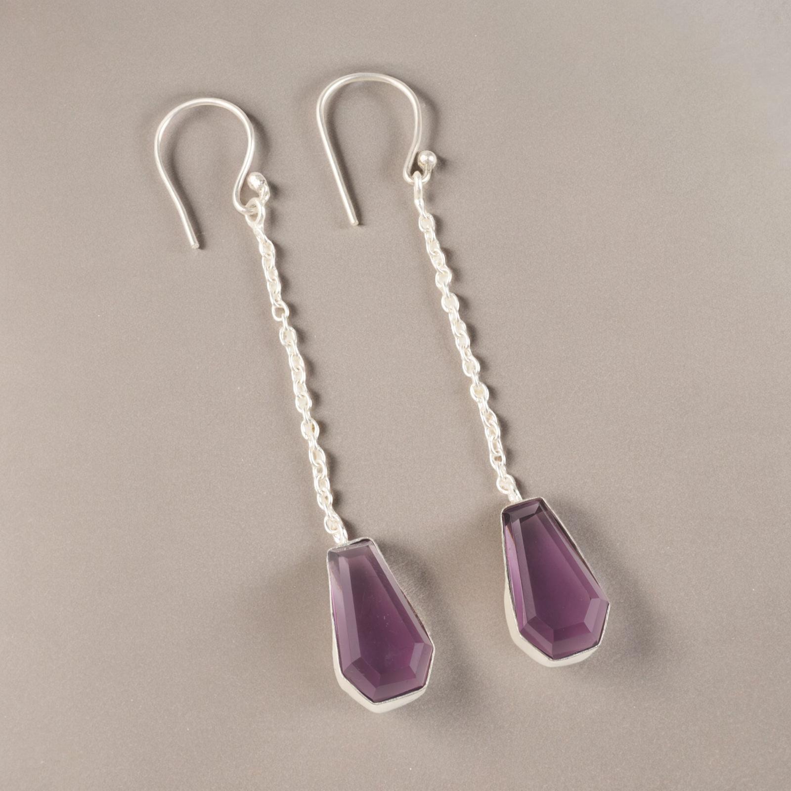 

Аметист Драгоценный камень 925 Стерлинговое серебро Ювелирные изделия Ручной работы Серьги 3.0 Для подарка EE-135-5