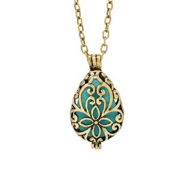 Retro Copper Alloy Carved Flower  Aromatherapy Pendant Necklace Women Can Open Femme Vintage Jewelry 2022 New Arrival