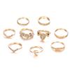 Retro Gold Women's Moonstone & Gem 9-Piece Ring Set