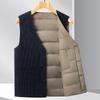 2025 Autumn/Winter Men's Corduroy V-neck Down Vest - Warm Vest for Middle-aged & Elderly