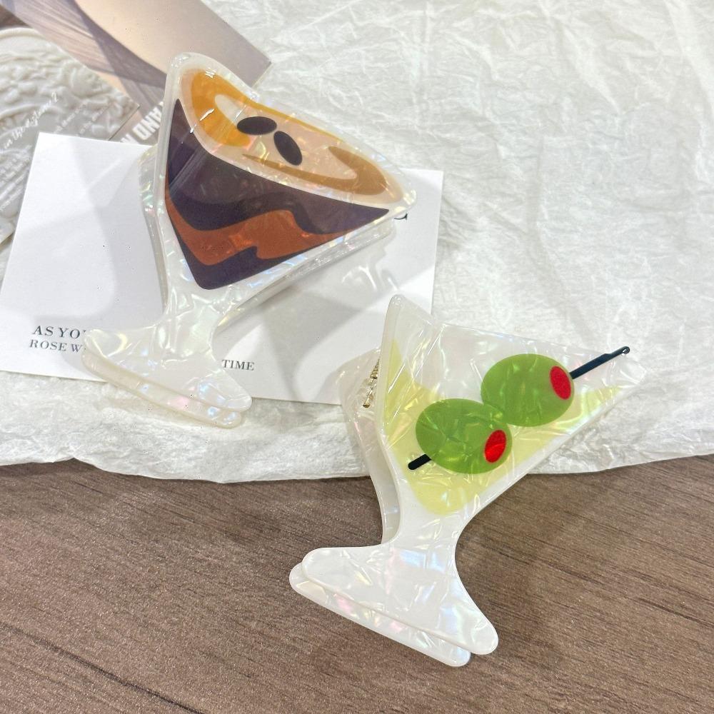 Cocktail Theme Hair Claw Large Shark Clip Casual Grasping Clip Women Hair Accessories