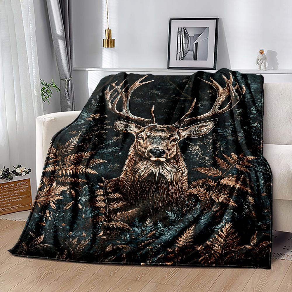 Hirsch im Wald Decken eignen sich für Wohnzimmer, Schlafzimmer, Camping und andere Orte und sind somit eine ideale Wahl für Geschenke.